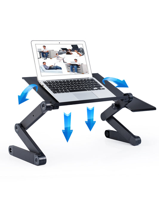Laptop Desk | HomeStract Adjustable Laptop Stand, Laptop Desk with 2 CPU Cooling USB Fans for Bed Aluminum Lap Workstation Desk with Mouse Pad, Foldable Cook Book Stand Notebook Holder | f6c5ad-5d.myshopify.com