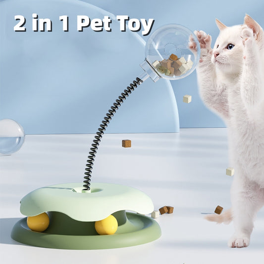 Pet toys | Cat Leakage Food 2 In 1 Toys Turntable Ball Toys Kitten Funny Cat Training Spring Ball Cat Supplies Pet Products | f6c5ad-5d.myshopify.com