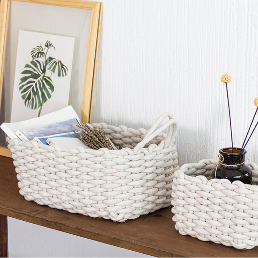 Baskets | HomeStract Nordic Wind Handcrafted Thick Cotton Rope Storage Basket: Simple yet Elegant Storage Solution | f6c5ad-5d.myshopify.com