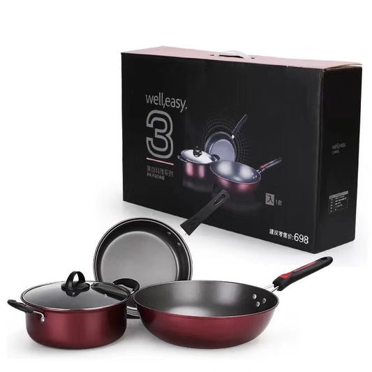 cookware & bakeware | HomeStract Three-Piece Cookware set Non-Stick Pan Wok Soup Pot Frying Pan Gift Set | f6c5ad-5d.myshopify.com