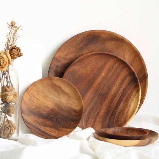 Utensils & Tableware | HomeStract Acacia Solid Wood Round Dishes Unpainted Wooden Dishes | f6c5ad-5d.myshopify.com