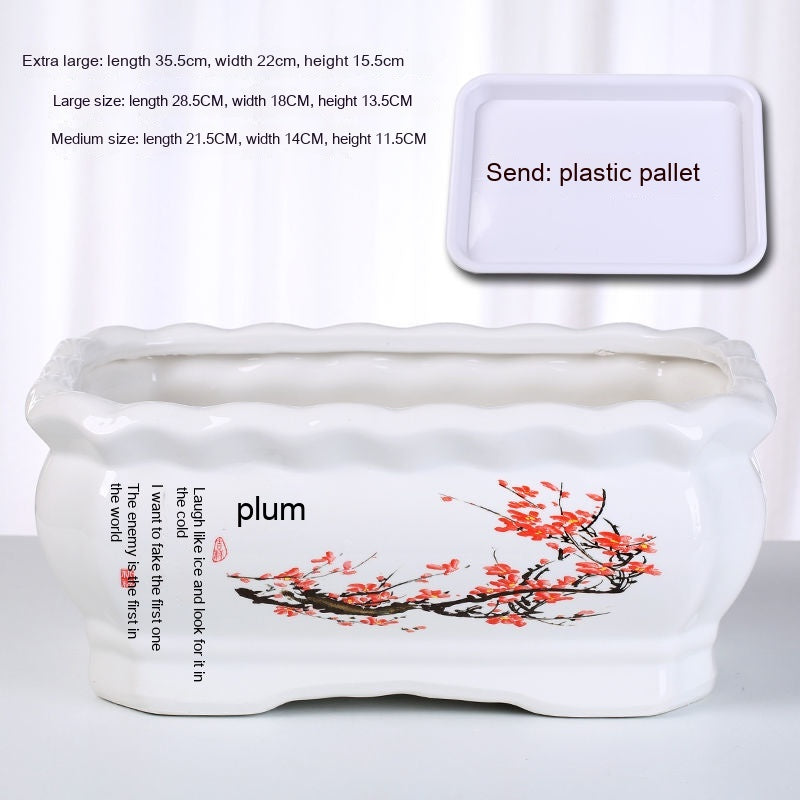 planters | HomeStract Rectangular Ceramic Flowerpot Planter With Tray | f6c5ad-5d.myshopify.com