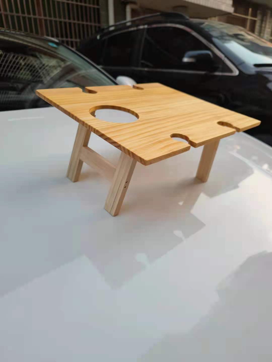 Utensils & Tableware | HomeStract Outdoor wooden Folding Picnic table Wine table with holders | f6c5ad-5d.myshopify.com