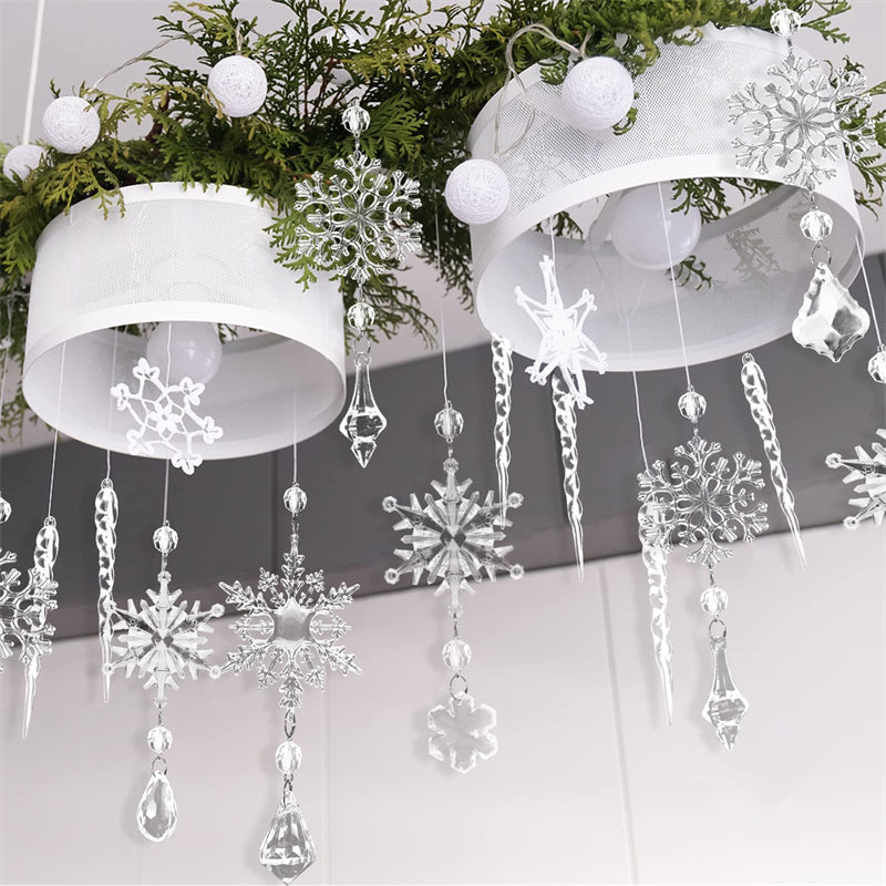 Wall Paintings & hangings | HomeStract 10pcs Christmas Tree Hanging Pendants | party decoration | Acrylic Ice Strip Snow Ceiling Xmas Ornaments New Year Christmas Decoration Home Decor | f6c5ad-5d.myshopify.com